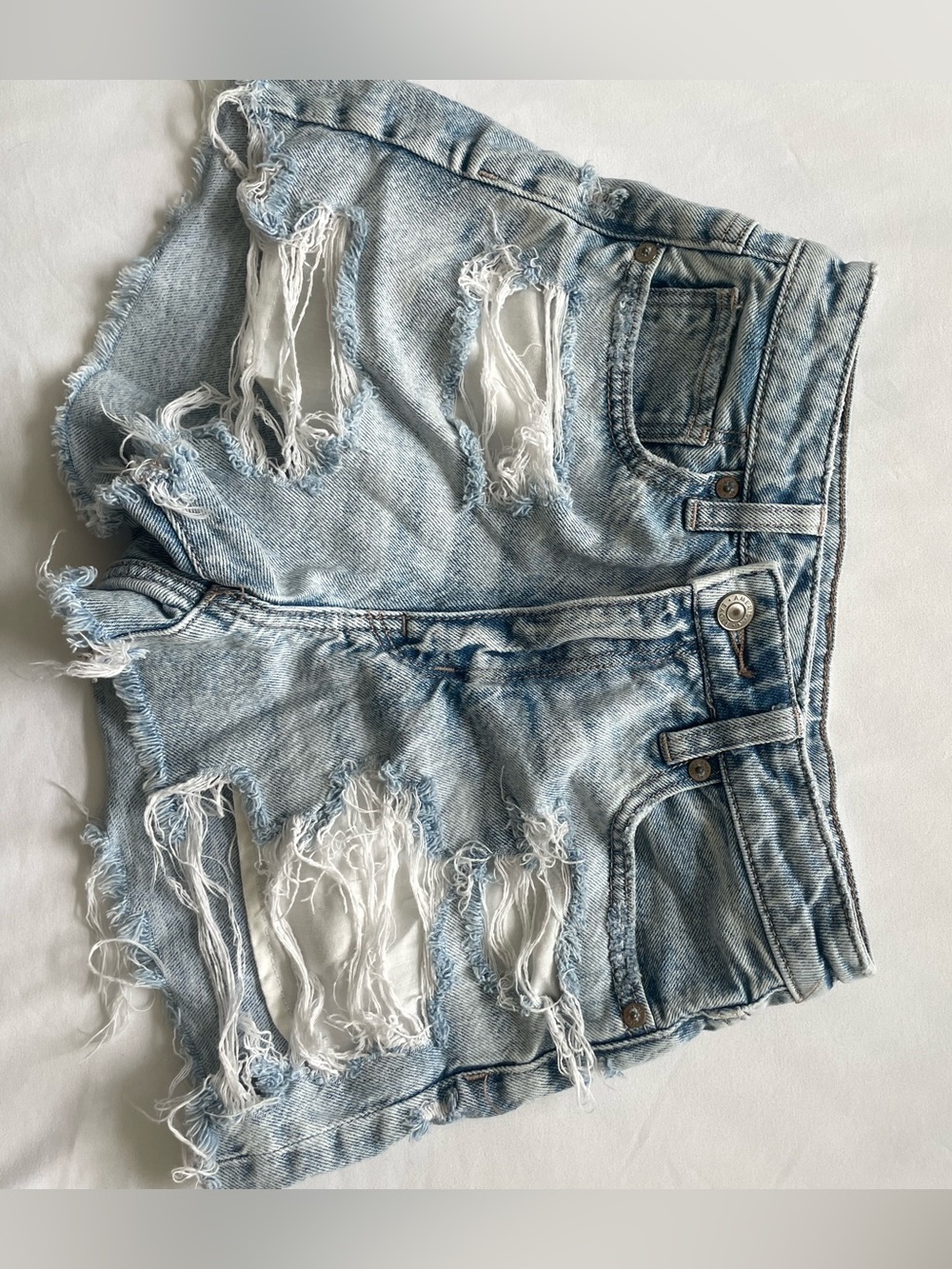 American Eagle Distressed Light Wash Denim Shorts